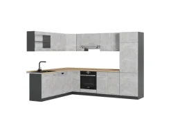 Clearance Vicco R-Line Eckküche /Anthrazit 227 x 287 cm AP Eiche ohne E-Geräte Winkelküchen