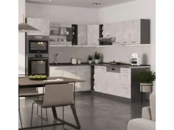 Vicco R-Line Eckküche /Anthrazit 237 x 247 cm AP Eiche ohne E-Geräte Beton