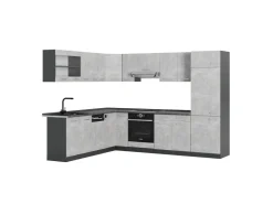 Winkelküchen|Einbauküchen<Vicco R-Line Eckküche /Anthrazit 227 x 287 cm AP Anthrazit ohne E-Geräte Beton