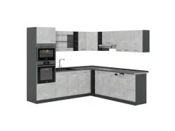 Winkelküchen|Zubehör Für Küchenarmatur<Vicco R-Line Eckküche /Anthrazit 237 x 60 cm ohne Arbeitsplatte ohne E-Geräte Beton