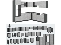 Winkelküchen|Zubehör Für Küchenarmatur<Vicco R-Line Eckküche /Anthrazit 237 x 60 cm ohne Arbeitsplatte ohne E-Geräte Beton