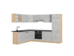 Winkelküchen|Küchenschränke<Vicco R-Line Eckküche /Goldkraft Eiche 227 x 287 cm AP Anthrazit ohne E-Geräte Beton