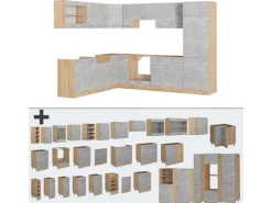 Winkelküchen|Küchenschränke<Vicco R-Line Eckküche /Goldkraft Eiche 227 x 287 cm AP Anthrazit ohne E-Geräte Beton