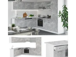 New Vicco R-Line Eckküche Beton/Weiß 227 x 287 cm AP Anthrazit ohne E-Geräte Winkelküchen