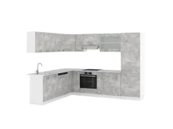 Best Vicco R-Line Eckküche 227 x 287 cm ohne Arbeitsplatte ohne E-Geräte Beton