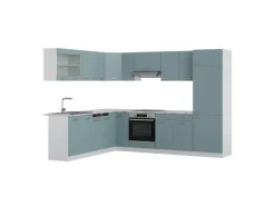 Online Vicco R-Line Eckküche Blau-Grau 227 x 287 cm AP Marmor ohne E-Geräte Winkelküchen