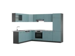 Hot Vicco R-Line Eckküche Blau-Grau/Anthrazit 227 x 287 cm AP Marmor ohne E-Geräte Winkelküchen