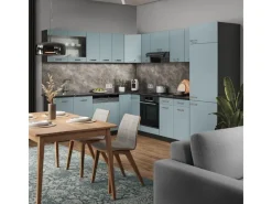 Hot Vicco R-Line Eckküche Blau-Grau/Anthrazit 227 x 287 cm AP Marmor ohne E-Geräte Winkelküchen