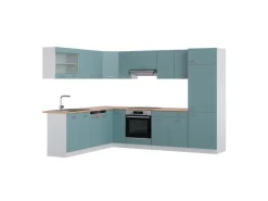Online Vicco R-Line Eckküche Blau-Grau/Weiß 227 x 287 cm AP Eiche ohne E-Geräte Blaugrau