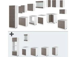 Winkelküchen<Vicco R-Line Eckküche /Weiß 227 x 287 cm ohne Arbeitsplatte ohne E-Geräte Edelgrau