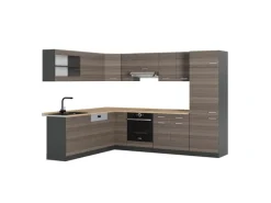 Best Vicco R-Line Eckküche /Anthrazit 227 x 287 cm AP Eiche ohne E-Geräte Winkelküchen