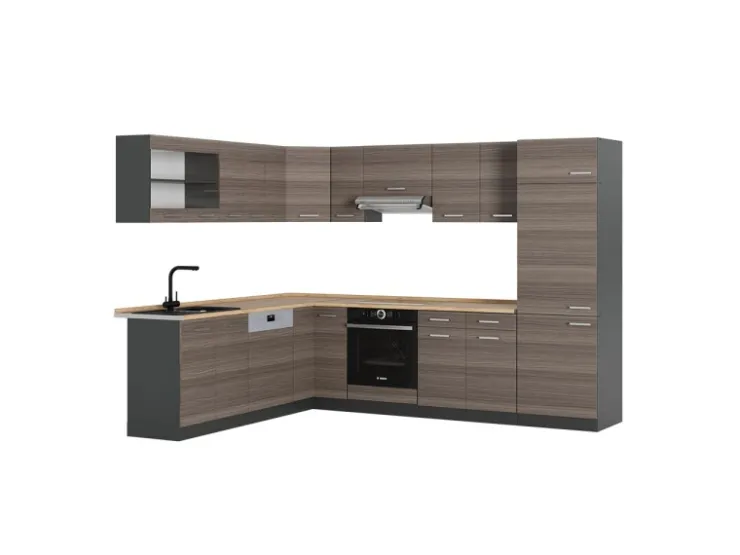 Winkelküchen|Herde<Vicco R-Line Eckküche /Anthrazit 227 x 287 cm ohne Arbeitsplatte ohne E-Geräte Edelgrau