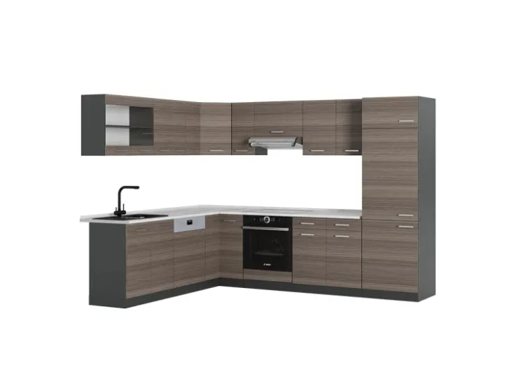 Clearance Vicco R-Line Eckküche /Anthrazit 227 x 287 cm AP Marmor ohne E-Geräte Edelgrau