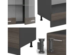 Clearance Vicco R-Line Eckküche /Anthrazit 227 x 287 cm AP Marmor ohne E-Geräte Edelgrau