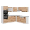 Winkelküchen<Vicco R-Line Eckküche Goldkraft Eiche/Weiß 237 x 247 cm AP Marmor ohne E-Geräte