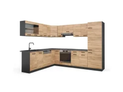 Winkelküchen<Vicco R-Line Eckküche Goldkraft Eiche/Anthrazit 227 x 287 cm AP Anthrazit ohne E-Geräte Anthrazit-Eiche