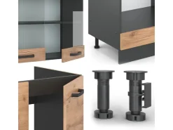 Winkelküchen<Vicco R-Line Eckküche Goldkraft Eiche/Anthrazit 227 x 287 cm AP Anthrazit ohne E-Geräte Anthrazit-Eiche