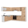 Winkelküchen|Einbauküchen<Vicco R-Line Eckküche Goldkraft Eiche/Weiß 227 x 287 cm AP Eiche ohne E-Geräte