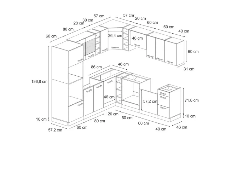 Discount Vicco R-Line Eckküche /Anthrazit 237 x 247 cm AP Eiche ohne E-Geräte Winkelküchen|Einbauküchen
