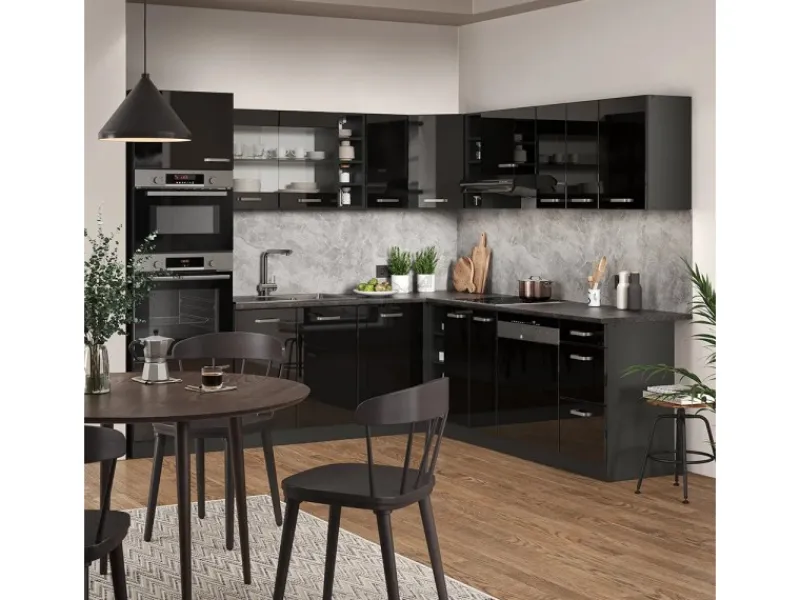 Discount Vicco R-Line Eckküche /Anthrazit 237 x 247 cm AP Eiche ohne E-Geräte Winkelküchen|Einbauküchen