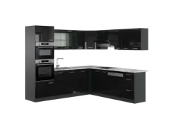 Discount Vicco R-Line Eckküche /Anthrazit 237 x 247 cm AP Marmor ohne E-Geräte Winkelküchen|Einbauküchen