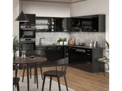 Discount Vicco R-Line Eckküche /Anthrazit 237 x 247 cm AP Marmor ohne E-Geräte Winkelküchen|Einbauküchen