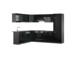 Sale Vicco R-Line Eckküche /Anthrazit 227 x 287 cm AP Anthrazit ohne E-Geräte Schwarz Hochglanz