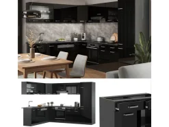Sale Vicco R-Line Eckküche /Anthrazit 227 x 287 cm AP Anthrazit ohne E-Geräte Schwarz Hochglanz
