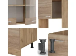 Winkelküchen<Vicco R-Line Eckküche Sonoma/Goldkraft Eiche 237 x 60 cm ohne Arbeitsplatte ohne E-Geräte Sonoma Eiche