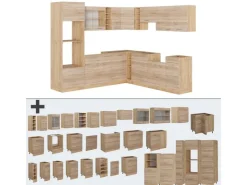 Winkelküchen<Vicco R-Line Eckküche Sonoma/Goldkraft Eiche 237 x 60 cm ohne Arbeitsplatte ohne E-Geräte Sonoma Eiche