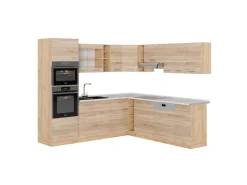 Winkelküchen|Küchenschränke<Vicco R-Line Eckküche Sonoma/Goldkraft Eiche 237 x 247 cm AP Marmor ohne E-Geräte Sonoma Eiche