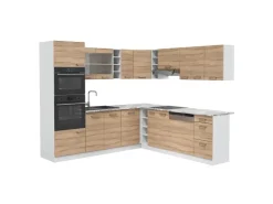 Outlet Vicco R-Line Eckküche Sonoma/Weiß 237 x 60 cm ohne Arbeitsplatte ohne E-Geräte Sonoma-Weiß
