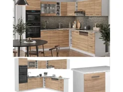 Outlet Vicco R-Line Eckküche Sonoma/Weiß 237 x 60 cm ohne Arbeitsplatte ohne E-Geräte Sonoma-Weiß