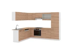 Winkelküchen|Kühlschränke<Vicco R-Line Eckküche Sonoma/Weiß 227 x 287 cm AP Eiche ohne E-Geräte Sonoma-Weiß