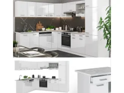 Winkelküchen|Zubehör Für Küchenarmatur<Vicco R-Line Eckküche Hochglanz/ 227 x 287 cm AP Eiche ohne E-Geräte Weiß