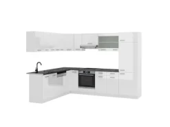 Best Vicco R-Line Eckküche Hochglanz/ 227 x 287 cm AP Anthrazit ohne E-Geräte Winkelküchen|Einbauküchen