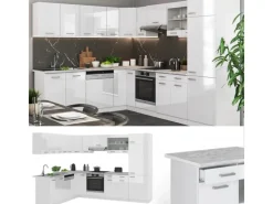 Best Vicco R-Line Eckküche Hochglanz/ 227 x 287 cm AP Anthrazit ohne E-Geräte Winkelküchen|Einbauküchen