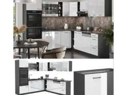 Vicco R-Line Eckküche /Anthrazit 237 x 247 cm AP Eiche ohne E-Geräte Winkelküchen|Einbauküchen