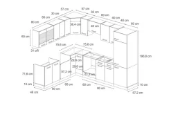 Outlet Vicco R-Line Eckküche Weiß Landhaus/Goldkraft Eiche 227 x 287 cm ohne Arbeitsplatte ohne E-Geräte Weiß Struktur