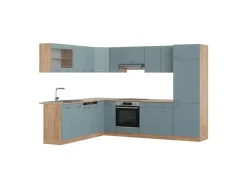 Clearance Vicco R-Line Einbauküche Blau-Grau/Goldkraft Eiche 227 x 287 cm ohne Arbeitsplatte ohne E-Geräte Blaugrau