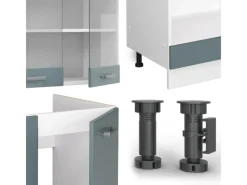 New Vicco R-Line Einbauküche Blau-Grau 227 x 287 cm ohne Arbeitsplatte ohne E-Geräte Einbauküchen|Winkelküchen