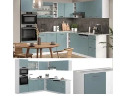 Best Vicco R-Line Einbauküche Blau-Grau/Weiß 237 x 60 cm ohne Arbeitsplatte ohne E-Geräte Blaugrau