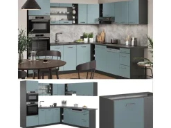 Online Vicco R-Line Einbauküche Blau-Grau/Anthrazit 237 x 60 cm ohne Arbeitsplatte ohne E-Geräte Blaugrau