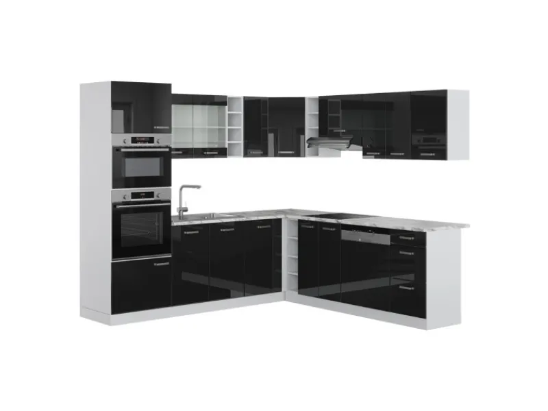 Clearance Vicco R-Line Einbauküche in L-Form 237 x 60 cm AP Marmor ohne E-Geräte Winkelküchen|Einbauküchen