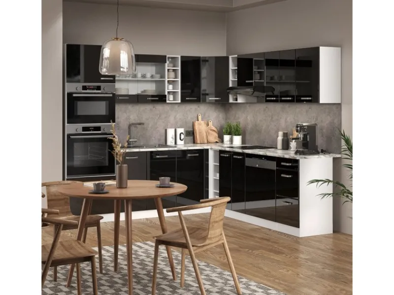 Clearance Vicco R-Line Einbauküche in L-Form 237 x 60 cm AP Marmor ohne E-Geräte Winkelküchen|Einbauküchen