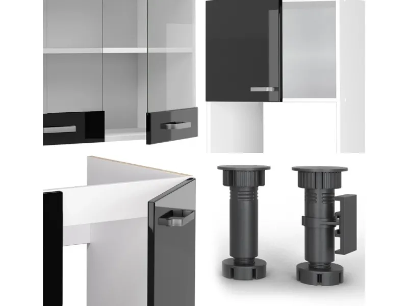 Clearance Vicco R-Line Einbauküche in L-Form 237 x 60 cm AP Marmor ohne E-Geräte Winkelküchen|Einbauküchen