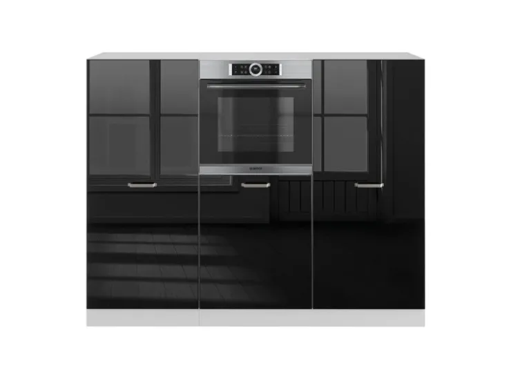 Hot Vicco R-Line Einbauküche /Weiß 180 cm ohne Arbeitsplatte ohne E-Geräte Schwarz Hochglanz