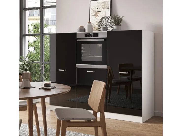 Hot Vicco R-Line Einbauküche /Weiß 180 cm ohne Arbeitsplatte ohne E-Geräte Schwarz Hochglanz
