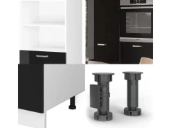 Hot Vicco R-Line Einbauküche /Weiß 180 cm ohne Arbeitsplatte ohne E-Geräte Schwarz Hochglanz