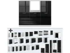Hot Vicco R-Line Einbauküche /Weiß 180 cm ohne Arbeitsplatte ohne E-Geräte Schwarz Hochglanz